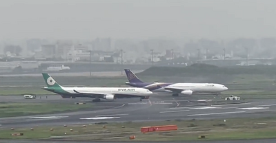 長榮客機在日本羽田機場和泰航擦撞 現場狀況曝光