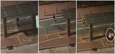 情侶吵架變當街赤裸狂奔！女子脫到剩內褲跑給男友追